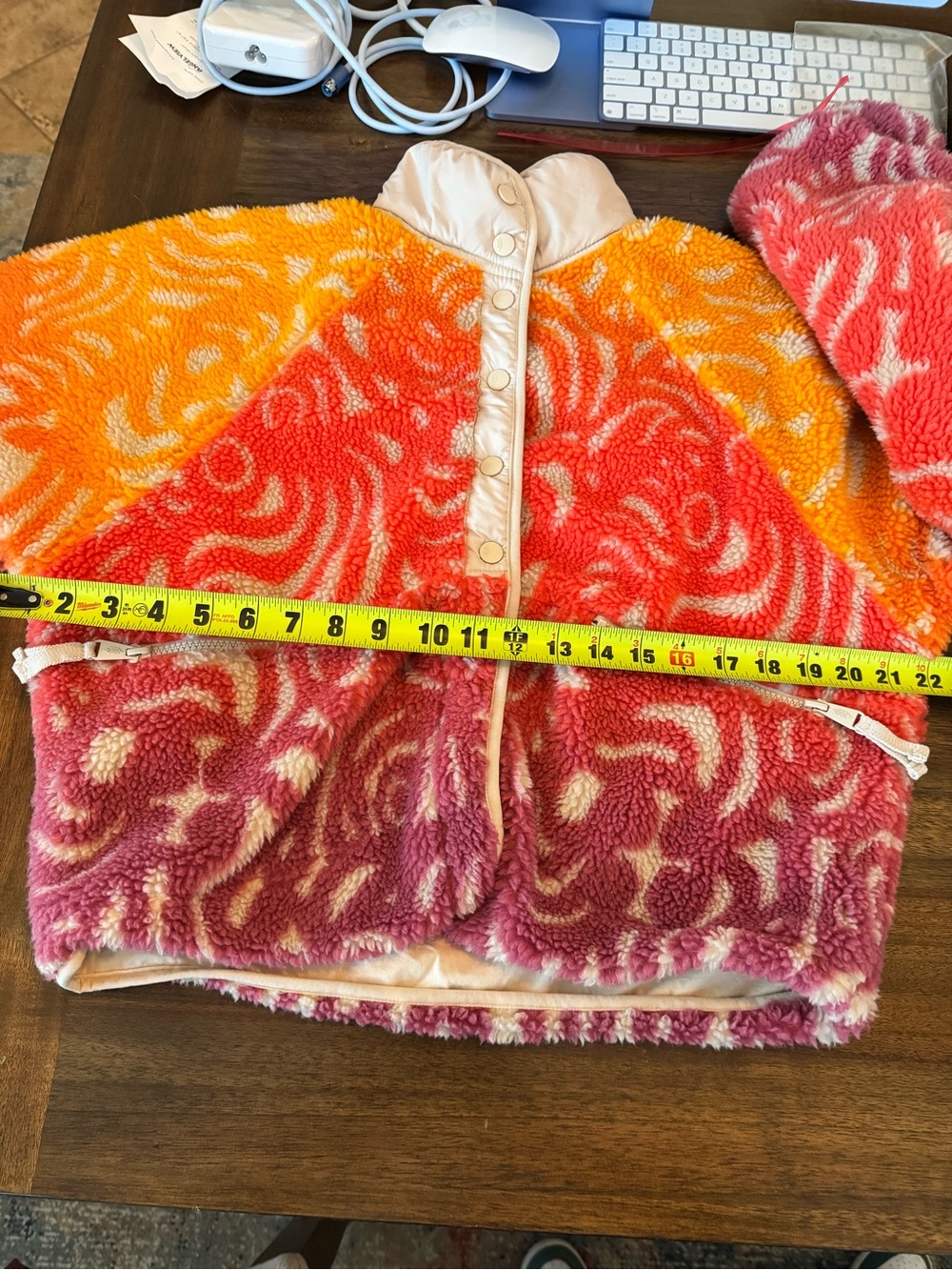 FP- movement Hit the slopes printed Orange Fleece Button-Up Sweater Jacket - Picture 5 of 6